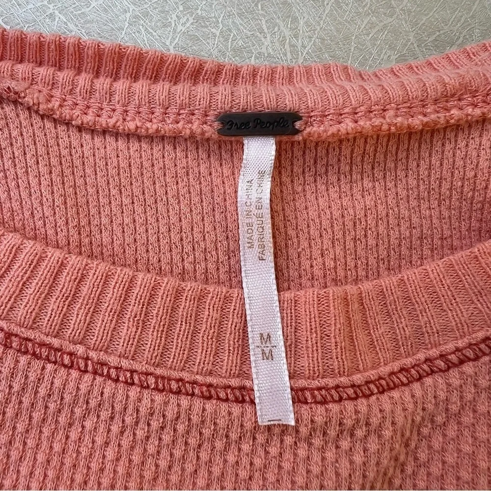 Free People BohoThermal Cuff Tee Rio Orange Long Sleeve Women Size Medium